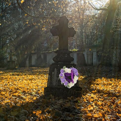 HEALLILY Heart Shaped Memorial Grave Wreath Artificial Flower Wreath Artificial Funeral Flowers Decorative Floral Wreath Flower Arrangement in Saudi Arabia