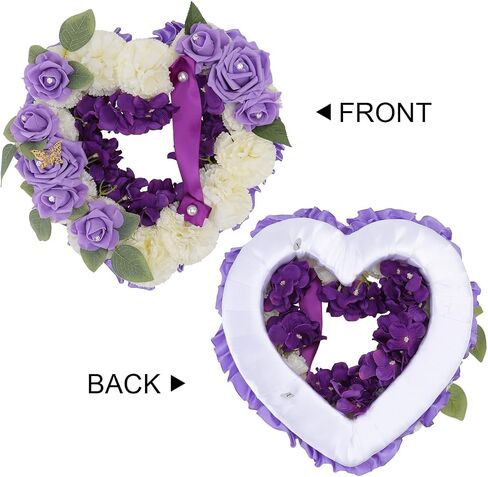 HEALLILY Heart Shaped Memorial Grave Wreath Artificial Flower Wreath Artificial Funeral Flowers Decorative Floral Wreath Flower Arrangement in Saudi Arabia