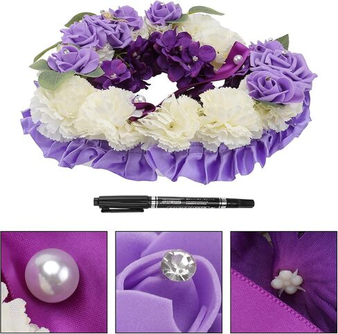 HEALLILY Heart Shaped Memorial Grave Wreath Artificial Flower Wreath Artificial Funeral Flowers Decorative Floral Wreath Flower Arrangement in Saudi Arabia