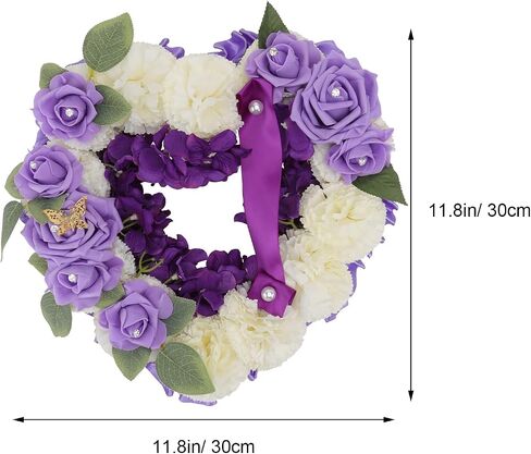 HEALLILY Heart Shaped Memorial Grave Wreath Artificial Flower Wreath Artificial Funeral Flowers Decorative Floral Wreath Flower Arrangement in Saudi Arabia