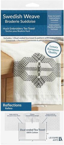 LEISURE ARTS Easy Does It Swedish Weave Towels, Traditional Swedish Weaving, Huck Weaving Sewing Book with 12 Traditional Patterns, 20 Pages, Soft Cover in Kuwait