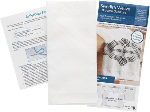 LEISURE ARTS Easy Does It Swedish Weave Towels, Traditional Swedish Weaving, Huck Weaving Sewing Book with 12 Traditional Patterns, 20 Pages, Soft Cover in Kuwait
