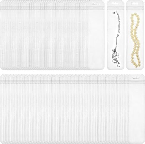 100Pcs Jewelry Bags for Selling Resealable Tiny Bags Jewelry Storage Bags Self Sealing Bag with Hang Hole Small Plastic Bags for Packaging, Decorative Gift, Bracelet, Beads, Screws, 2.16 x 8.66 Inch in Saudi Arabia