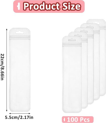 100Pcs Jewelry Bags for Selling Resealable Tiny Bags Jewelry Storage Bags Self Sealing Bag with Hang Hole Small Plastic Bags for Packaging, Decorative Gift, Bracelet, Beads, Screws, 2.16 x 8.66 Inch in Saudi Arabia