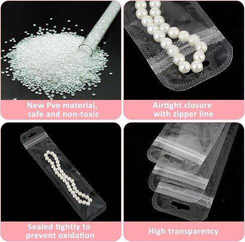 100Pcs Jewelry Bags for Selling Resealable Tiny Bags Jewelry Storage Bags Self Sealing Bag with Hang Hole Small Plastic Bags for Packaging, Decorative Gift, Bracelet, Beads, Screws, 2.16 x 8.66 Inch in Saudi Arabia