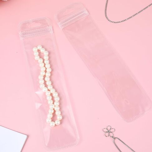 100Pcs Jewelry Bags for Selling Resealable Tiny Bags Jewelry Storage Bags Self Sealing Bag with Hang Hole Small Plastic Bags for Packaging, Decorative Gift, Bracelet, Beads, Screws, 2.16 x 8.66 Inch in Saudi Arabia