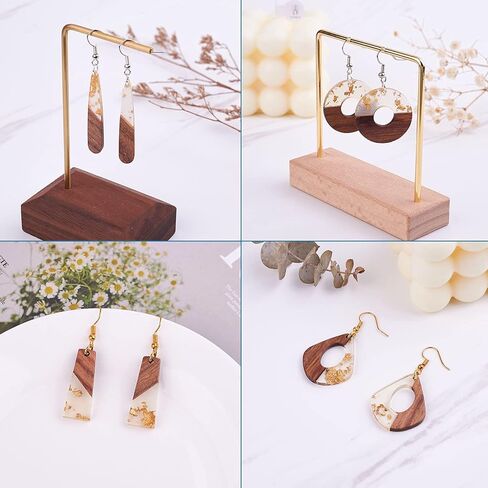 Beadthoven Resin Wood Charms, DIY Wood Earrings Making Charms, Geometry Resin Wooden Pendants Bohemian Wood Pieces Wood Pendants for Women Earrings Jewelry Making Necklace Supplies Findings Ornaments in Kuwait