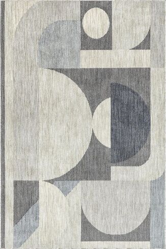 nuLOOM Rhona Modern Moon Area Rug, Grey, 7' x 9', Durable, Modern, Low Pile, Non-Shedding, Easy Clean, Living Room Rug, Sleek and Functional, Polyester, Machine Made in Saudi Arabia