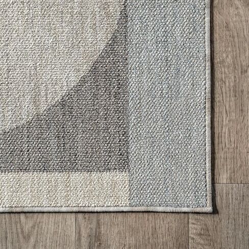nuLOOM Rhona Modern Moon Area Rug, Grey, 7' x 9', Durable, Modern, Low Pile, Non-Shedding, Easy Clean, Living Room Rug, Sleek and Functional, Polyester, Machine Made in Saudi Arabia