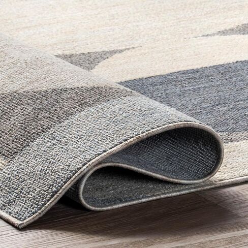 nuLOOM Rhona Modern Moon Area Rug, Grey, 7' x 9', Durable, Modern, Low Pile, Non-Shedding, Easy Clean, Living Room Rug, Sleek and Functional, Polyester, Machine Made in Saudi Arabia