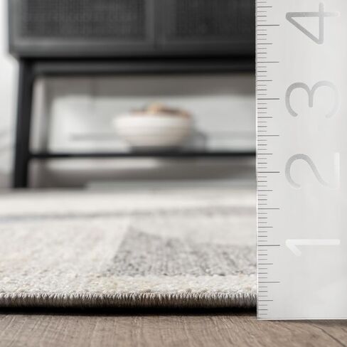 nuLOOM Rhona Modern Moon Area Rug, Grey, 7' x 9', Durable, Modern, Low Pile, Non-Shedding, Easy Clean, Living Room Rug, Sleek and Functional, Polyester, Machine Made in Saudi Arabia