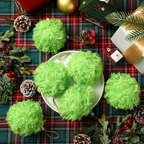 6 قطع كرة عيد الميلاد الحلي 3.15 بوصة ليموني أخضر فروي كرة قماشية شجرة عيد الميلاد معلقة زينة عيد الميلاد رغوة شاتيربروف حلية المعلقات لديكور حفلة العطلة in Kuwait