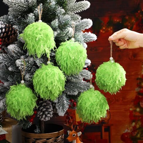 6 قطع كرة عيد الميلاد الحلي 3.15 بوصة ليموني أخضر فروي كرة قماشية شجرة عيد الميلاد معلقة زينة عيد الميلاد رغوة شاتيربروف حلية المعلقات لديكور حفلة العطلة in Kuwait