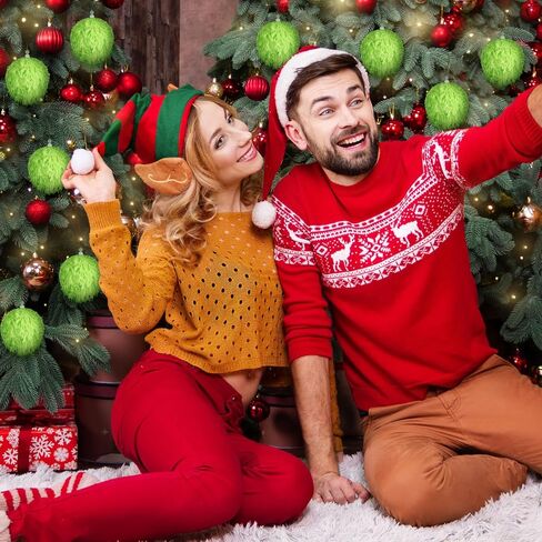 6 قطع كرة عيد الميلاد الحلي 3.15 بوصة ليموني أخضر فروي كرة قماشية شجرة عيد الميلاد معلقة زينة عيد الميلاد رغوة شاتيربروف حلية المعلقات لديكور حفلة العطلة in Kuwait