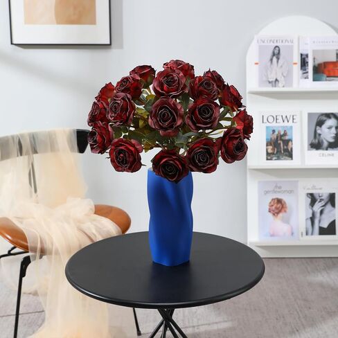 Nubry Artificial Vintage Silk Rose Flower Bouquet 10pcs Fake Roses Long Stem Artificial Roses for Home Kitchen Wendding Decorations in Saudi Arabia