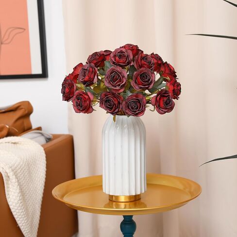 Nubry Artificial Vintage Silk Rose Flower Bouquet 10pcs Fake Roses Long Stem Artificial Roses for Home Kitchen Wendding Decorations in Saudi Arabia