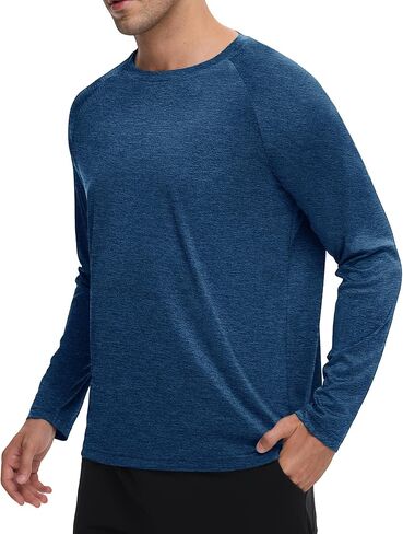 Long Sleeve Shirts for Men - Dry Fit Moisture Wicking Sun Protection UV UPF 50 Tee T Shirts for Fishing Workout Running in Saudi Arabia