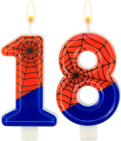 Spider Web Candle, Spider Number Candle Cake Topper Candle Birthday Cake Candle Spider Birthday Decorations for Boy Girl Spider Birthday Themed Party Halloween Party Supplies (18) in Saudi Arabia