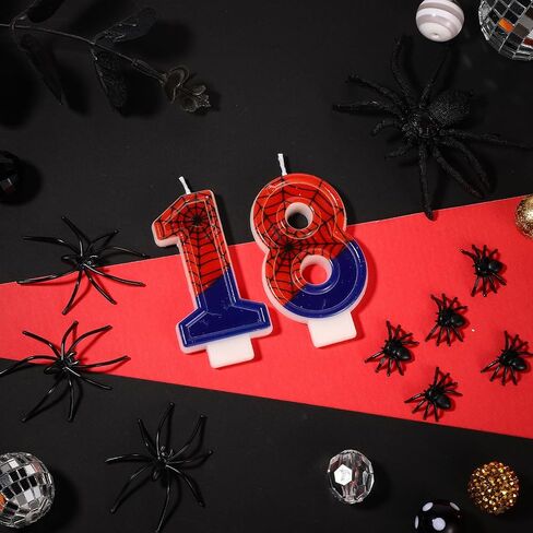 Spider Web Candle, Spider Number Candle Cake Topper Candle Birthday Cake Candle Spider Birthday Decorations for Boy Girl Spider Birthday Themed Party Halloween Party Supplies (18) in Saudi Arabia
