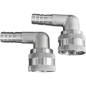 2PCS 90 Degree 304 Stainless Steel Female Quick Disconnect for Homebew Kettle Quick Disconnect 12 mm barb, elbow…