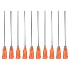 PATIKIL 15Ga x 2 Inch Dispensing Needle Tips, 100Pcs Stainless Steel and Plastic Glue Needle Tube Blunt Tips with Luer Lock for Glue Oil Applicator, Orange