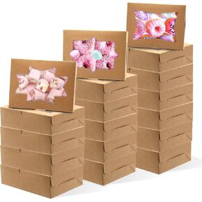 Zalaxt 36 قطعة من صناديق البسكويت، صناديق المكافآت مع 3 نوافذ أنيقة، صناديق المخبوزات، صناديق الحلوى للبسكويت، الكعك، الكعك، صندوق الخبز للخروج in Kuwait