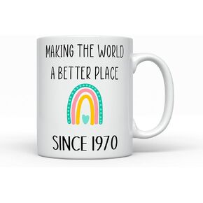Making the World a better place since 1970, Born in 1970 Coffee Mug, 52 Years old, Women's Gift for 52nd Birthday, Present Keepsake Cup for Her