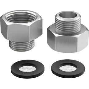 Faucet Hose Adapter,G 1/2 Female to G 3/8 Brass Male Reducer Adapter，Compression Fitting for Kitchen Bathroom Faucet Supply Hose, Stop Valve Adapter, Pipe Connector With Rubber Washer(2 Pieces)