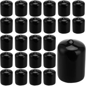 25 PCS 1 Inch Round Rubber End Caps, Silicone Rubber End Caps Vinyl End Caps for Furniture, Fence and Tube, Black