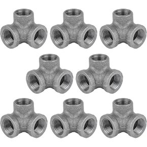 1/2" Square Mini Flange Fitting, PIPE DECOR Black Malleable Iron Fittings Fit Standard 1/2 Inch Pipes, Nipples and Fittings, Build Vintage DIY Furniture, 4 Pack