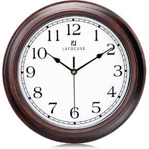 Lafocuse Farmhouse Black Wall Clock 12 Inch Silent Non Ticking, Vintage Kitchen Clocks Wall Battery Operated Distressed Clock Decorative for Living Room Bedroom Office