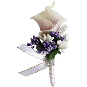 Royal Blue Calla Lily Boutonniere with Pins for Men Wedding Groomsmen Best Man Groom Boutonnieres Artificial Wedding Boutonniere for Wedding Party Prom Anniversary (Royal Blue)