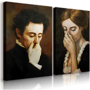 BJVJKSU Funny Bathroom Canvas Wall Art Vintage mid century Style Prints Wall Decor Black and White Humor Classical Toilet Bad Smell Pictures Poster Amusing Lady Man Painting Gift(8x10in)