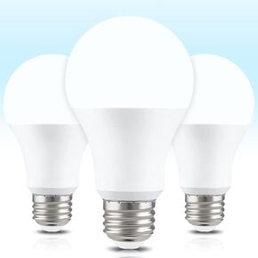 Neporal Full Spectrum Light Bulb, 6000K Natural Sunlight Bulbs, Cool White, 9W 60W Equivalent A19, E26/E27 LED Light Bulbs for Study Office Bedroom Living Room, Pack of 3
