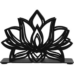ABOOFAN Iron Lotus Napkin Holders Flower Napkin Stand Organizer Freestanding Farmhouse Tissue Dispenser Tabletop Serviette Holder for Kitchen Restaurant Picnic Black