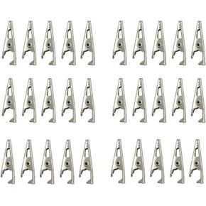 27mm/1.06" Alligator Clips Test Crocodile Clamps Silver Tone - (30 Pcs)