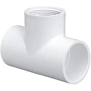PVC Tee Pipe Fitting Sch 40-3/4 Inch Slip Socket x 3/4 Inch Slip Socket x 3/4 Inch FNPT PVC Tee - PVC Tee 3/4 Inch