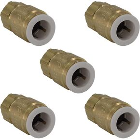 Quick Connect Female Brass Reducing Adapter - 1/4" Quick Connect x 3/8" Female Threaded Compression. Converts 3/8" COMP Fittings to a QC. Perfect for Water Filtration, RO System, Ice Maker (5 Pack)