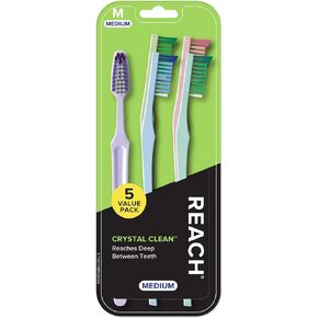 Reach Crystal Clean Family Fun 5 Pack Toothbrushes Medium