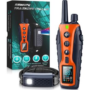 Dog Shock Collar with Flashing Light for Night Walks,Dog Training Collar with Adjustable Pitch Beep,Vibration,Shock and Keypad Lock,Dog Training Collar with Remote 4000FT,Shock Collar Dog in Kuwait