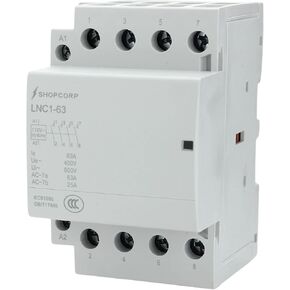 8 Pole (4 Pole x 2) 120v Coil Contactor 50 amp NO IEC 400V AC Contactor 110/120VAC Coil - Motor Load 40A, Lighting Load 63A | Silent Operation, Includes DIN Rail and Phillips Screws