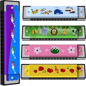 20 Pcs Harmonica for Kids 16 Holes Musical Instrument, Return Gift Cartoon Double Row Harmonica Bulk Toy for Kids Party Favors Goodie Bags Stuffers & Operation Christmas Child Items