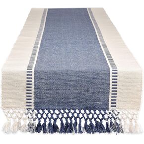 DII Dobby Stripe Woven Table Runner, 13x72 (13x77.5, Fringe Included), Burnt Orange