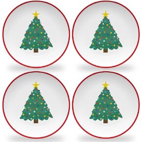 Tiny Expressions – Construction Truck Plates for Kids with Colorful Vehicles | Set of 4 Melamine Dishes for Children