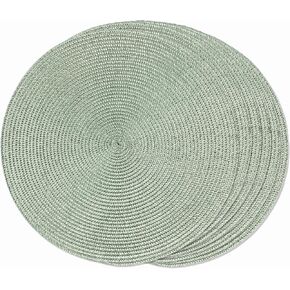 FunWheat Round Braided Placemats Set of 6 Table Mats for Dining Tables Woven Washable Non-Slip Place mats 15 inch for Summer(Blue, 6pcs)