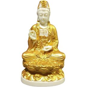 Quan Yin Statue, Goddess of Mercy Guan yin Buddha Statue on Lotus Feng Shui Decor|Female Buddha Kuan Yin Statue Sculpture for Home Office Decor