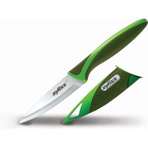 Zyliss Utility Paring Kitchen Knives with Sheath Covers - Stainless Steel Kitchen Knives Perfect for Cutting Meat, Vegetables & Fruit - 3.5-Inch, Green (2 Pack)