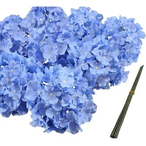 10 pcs Coffee Hydrangea Artificial Flowers, Silk Artificial Hydrangea Flowers Head with Stem Hydrangea for Bridal Wedding Baby Shower Home Party Decoration (Coffee)
