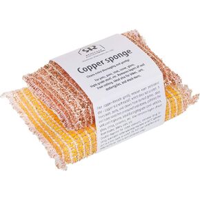 Redecker Kitchen Woven Copper Sponge, 2-Piece, Durable Non-Abrasive Scrubber, Cleans Stainless Steel Appliances, Pots and Pans, Auto Parts and More, Machine Washable