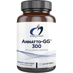 Designs for Health Annatto-GG 300 - Geranylgeraniol GG Supplement from Annatto Seeds - Supports Healthy Aging, Bone Health, Muscle Health, Cellular Energy & Production of Coenzyme Q10 (60 Softgels)